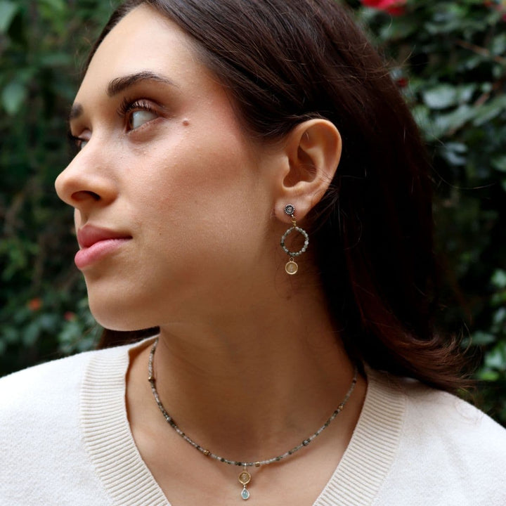 Pendientes mujer Zylora de ágata verde y plata 925