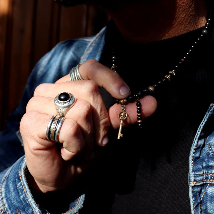 Anillo Hombre Rabat de Plata 925 con aro antiestrés de bronce