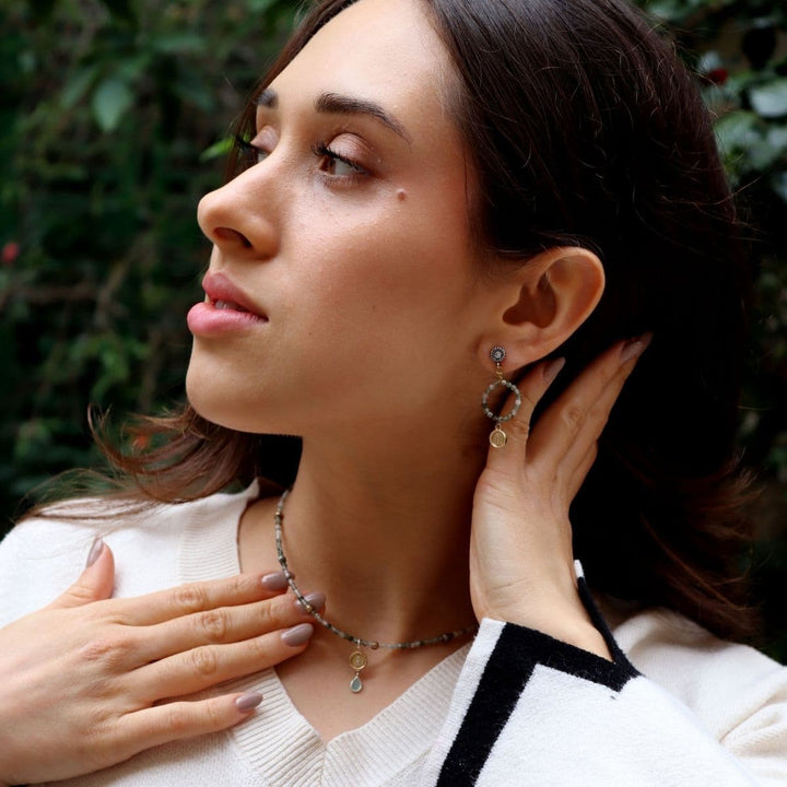 Pendientes mujer Zylora de ágata verde y plata 925