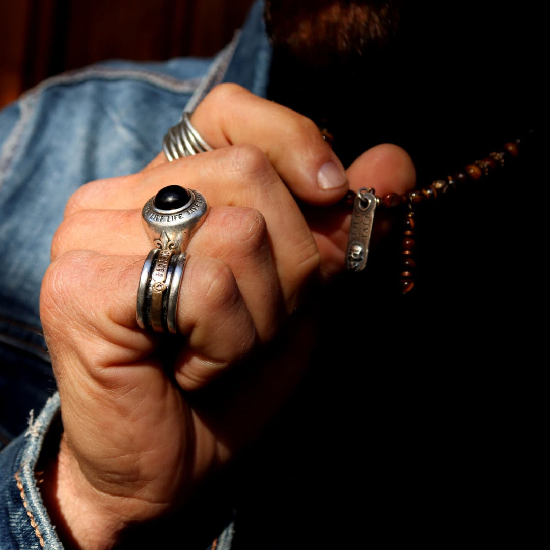 Anillo Hombre Rabat de Plata 925 con aro antiestrés de bronce