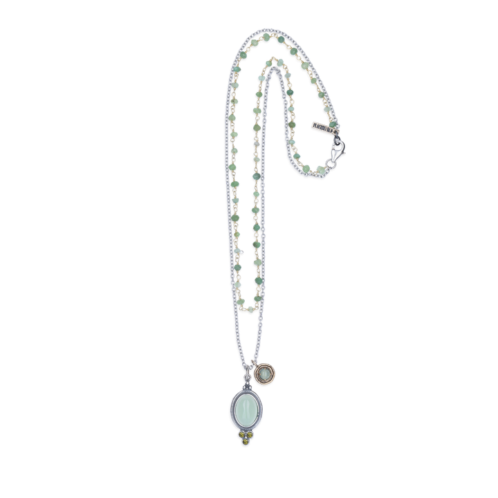 Collar Mujer Oasis de Plata 925 con calcedonia y circonitas olivina