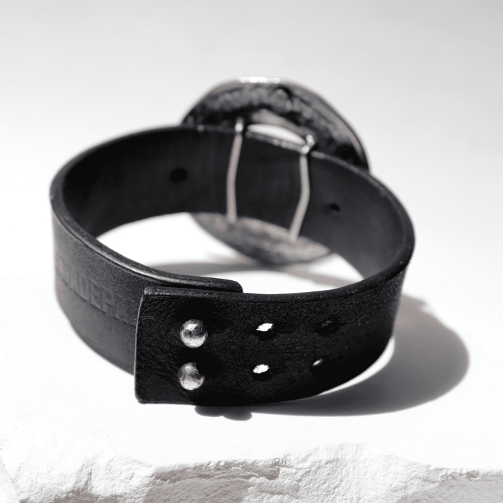 Tetsu women's leather bracelet with 925 silver circle