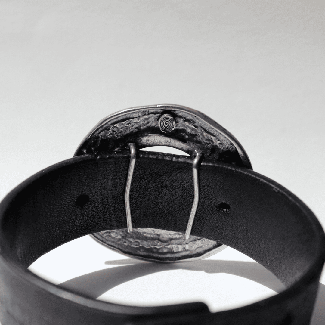 Tetsu women's leather bracelet with 925 silver circle