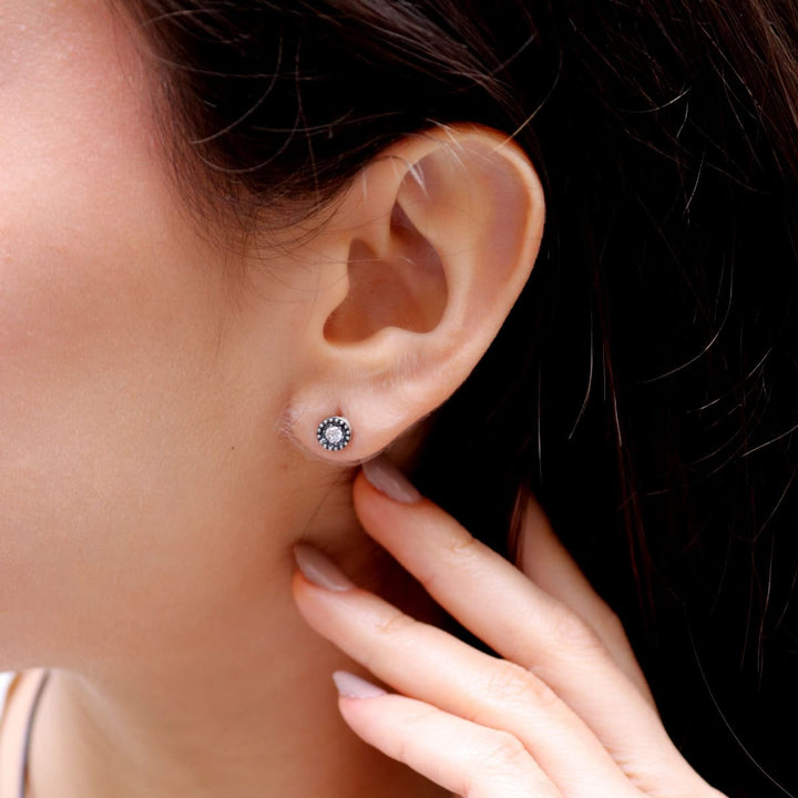 Tsuyu women's circular earrings made of 925 silver and white zirconia