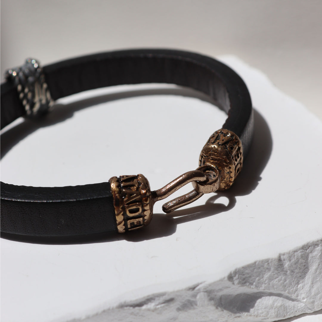 Pulsera Hombre Setsuna de cuero marrón y plata 925