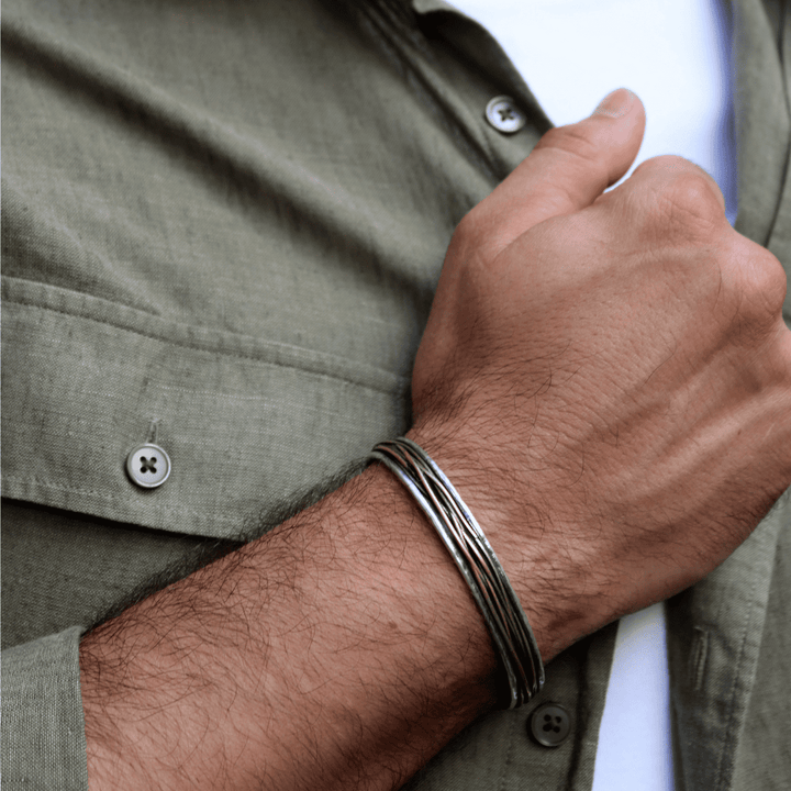 Pulsera Hombre Senu de plata 925 e hilos de bronce