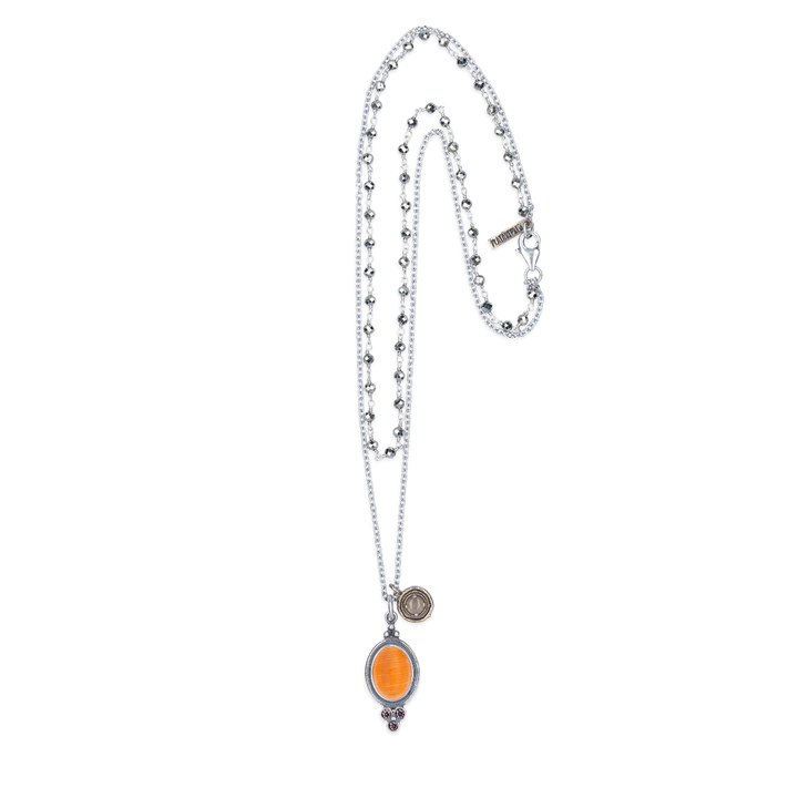 Collar Mujer Comino de Plata 925 con carnesian y circonitas brown