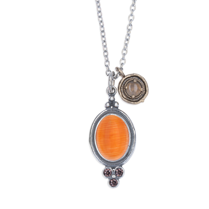 Collar Mujer Comino de Plata 925 con carnesian y circonitas brown