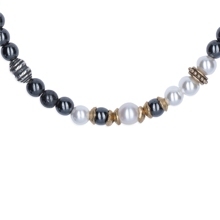 Collar Mujer Lúmina con Plata 925, bronce, perlas de agua dulce y hematites