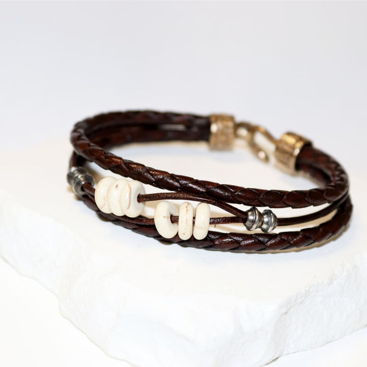 Pulsera Mujer Henna con Plata 925, cuero y perlas de agua dulce
