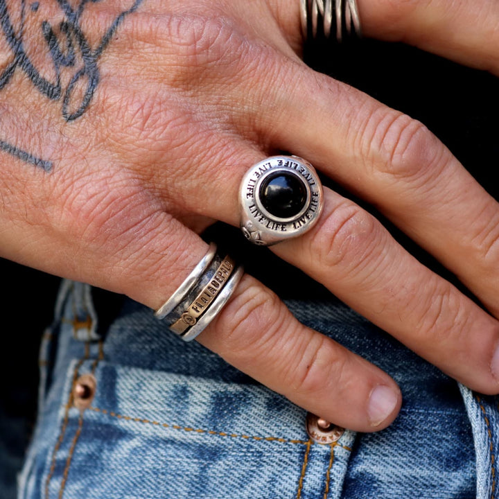 Anillo Hombre Rabat de Plata 925 con aro antiestrés de bronce