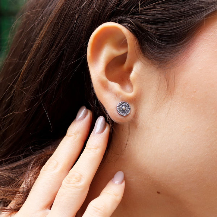 Mayonaka Women's Earrings in 925 Silver Engraved