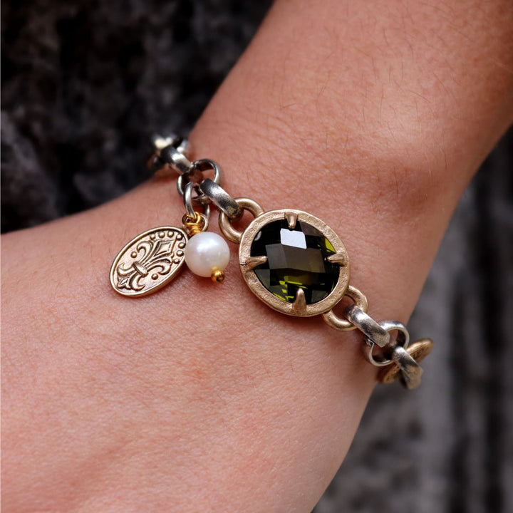 Women's Ores bracelet in 925 silver with green quartz