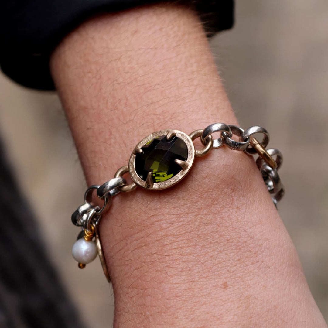 Women's Ores bracelet in 925 silver with green quartz