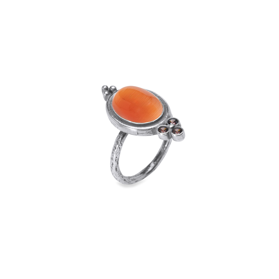 Anillo Mujer Comino de plata 925 con carnesian y circonitas brown