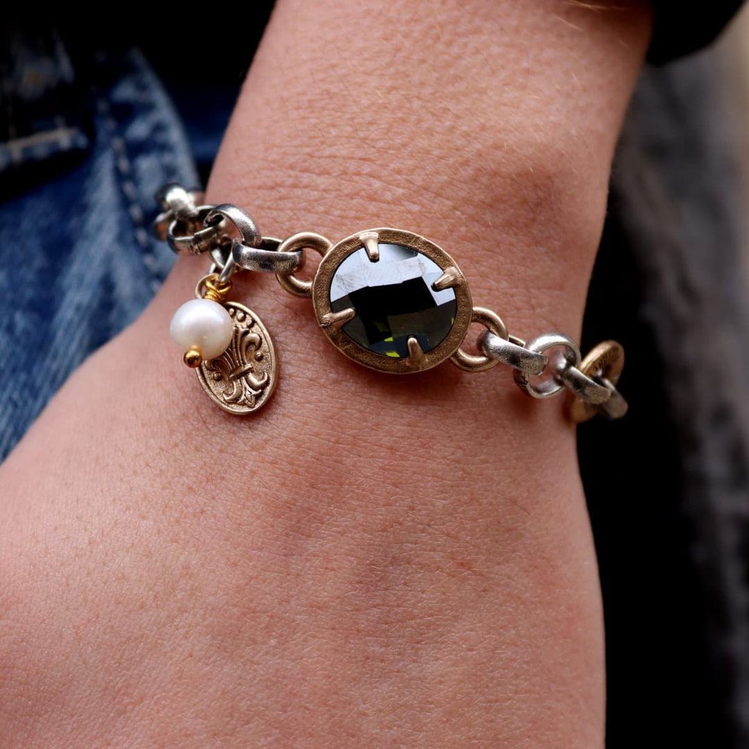 Women's Ores bracelet in 925 silver with green quartz