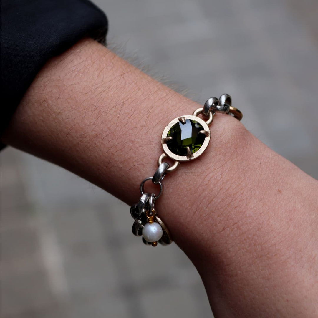 Women's Ores bracelet in 925 silver with green quartz