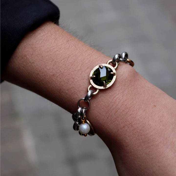 Women's Ores bracelet in 925 silver with green quartz