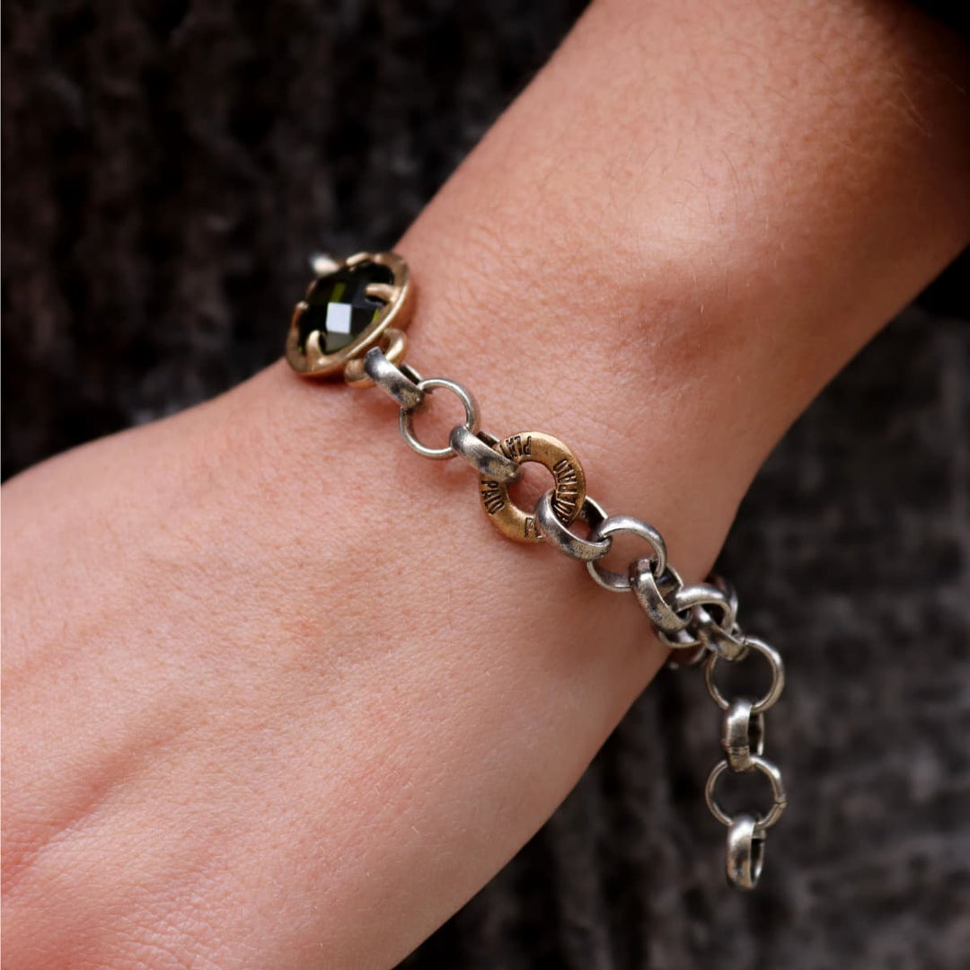 Women's Ores bracelet in 925 silver with green quartz