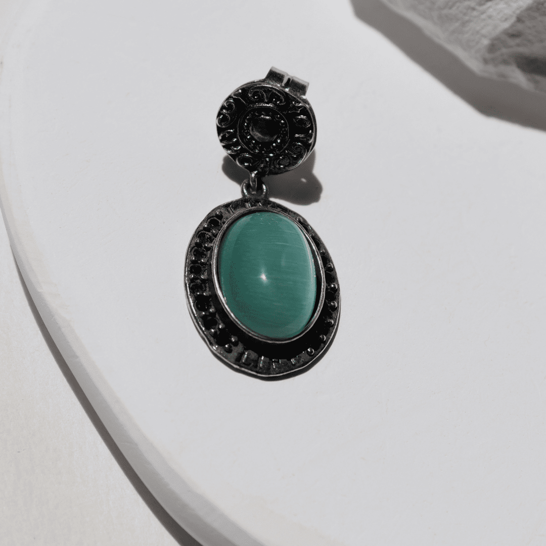 Meikai Damen Ohrringe aus 925 Silber und türkisblauem Stein