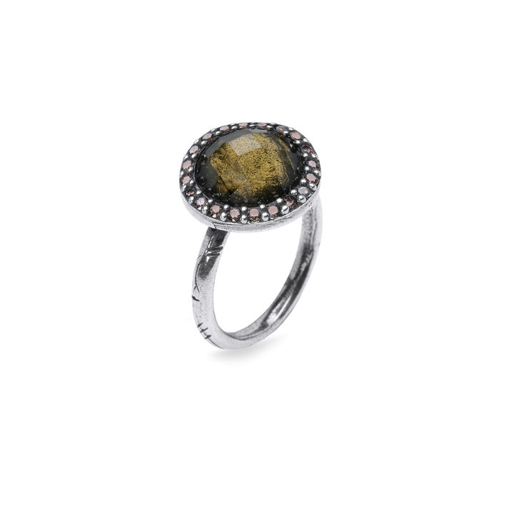 Anillo Mujer Sahara de Plata 925 con circonitas cuarzo fumé