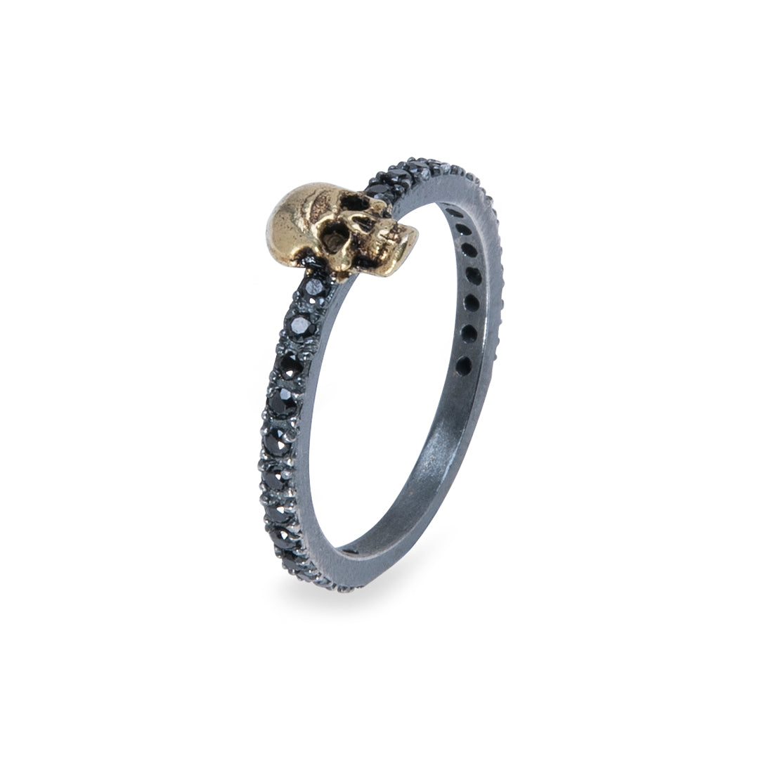 Tyn Skull Ring in 925 silver and black zirconia