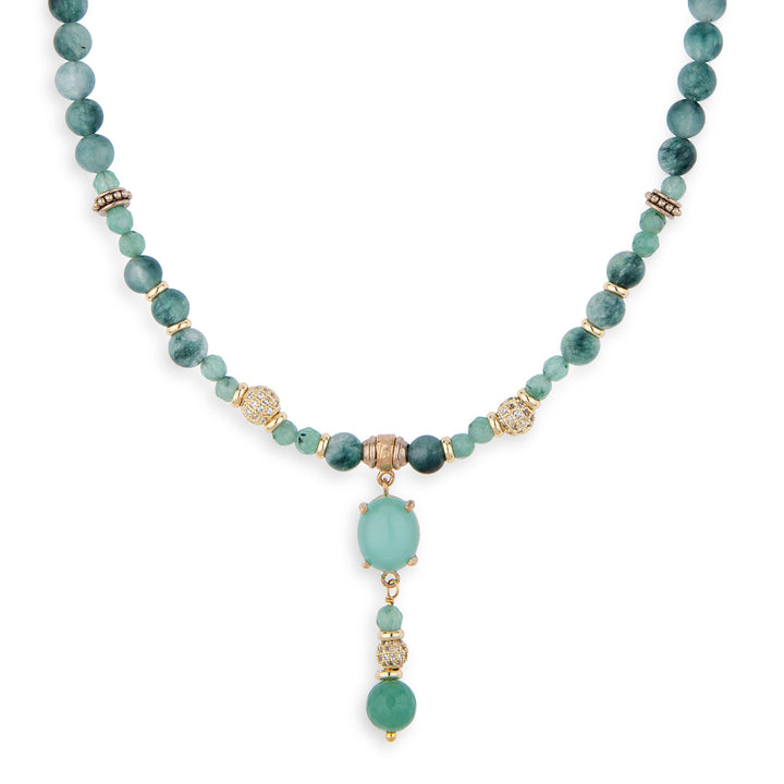 Collar Mujer Yulai de bronce, ágata y circonitas