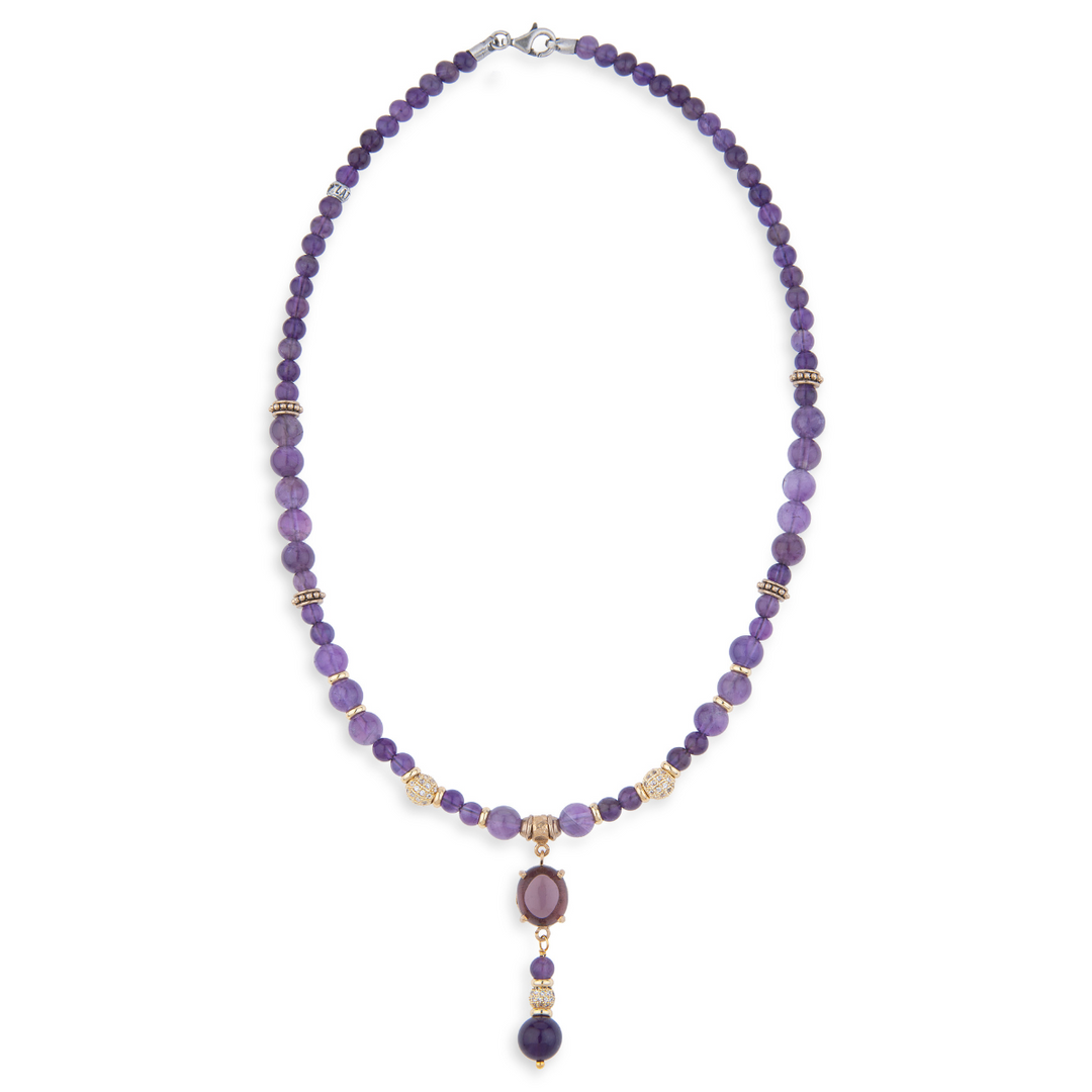 Alime Women's Necklace in bronze, amethyst and zircons