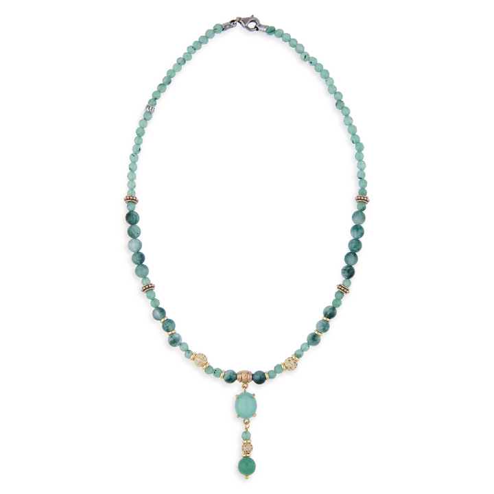 Collar Mujer Yulai de bronce, ágata y circonitas