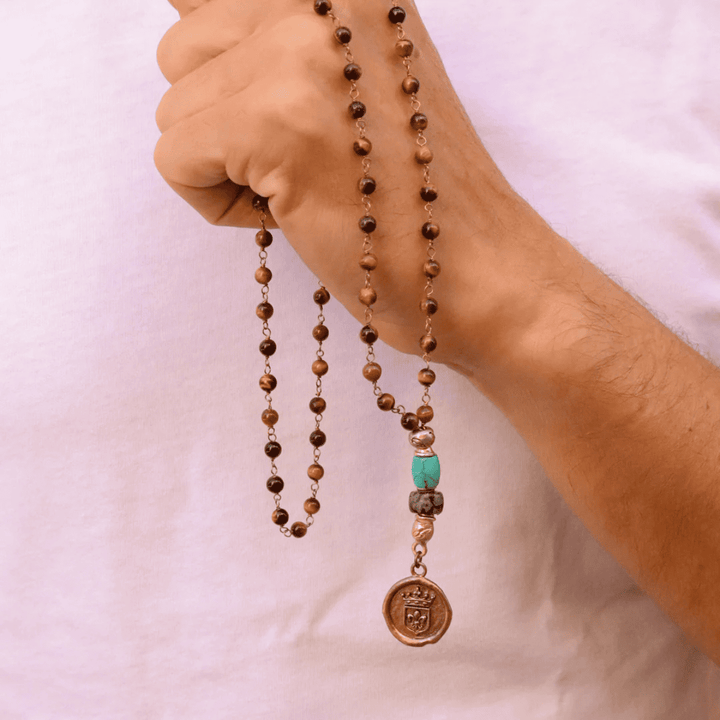 Collar rosario Arun de ojo de tigre