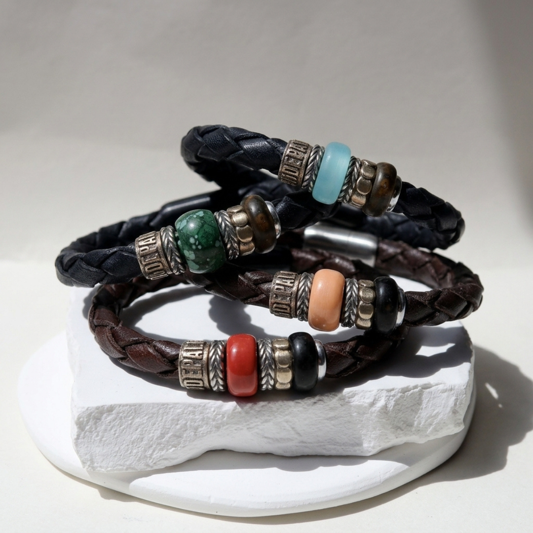 Pulsera de Cuero trenzado Hombre Marinduque