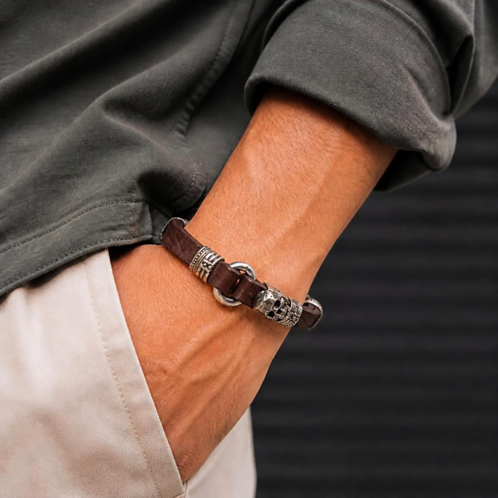 Orgui Skull Leather Bracelet