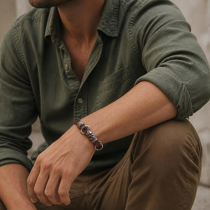 Orgui Skull Leather Bracelet
