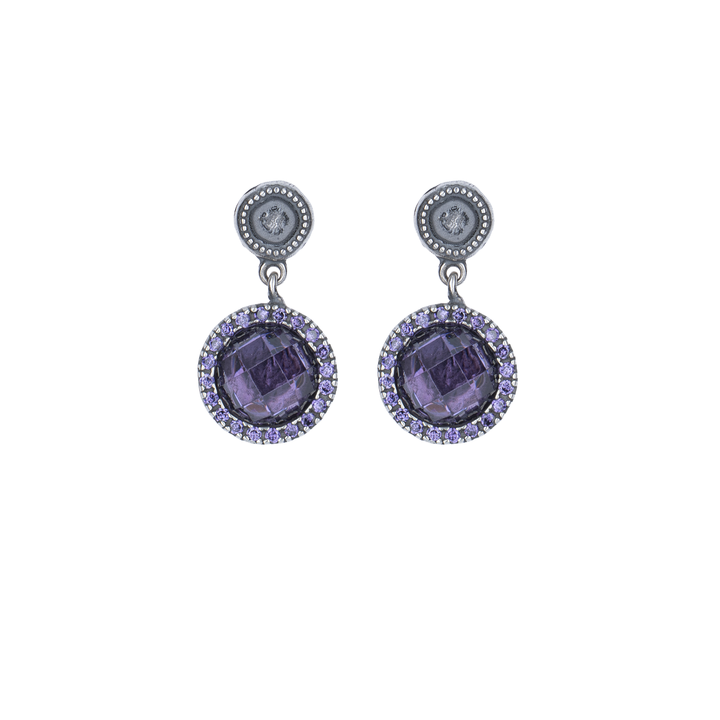 Pendientes Mujer Menara de Plata 925 con circonitas amatista