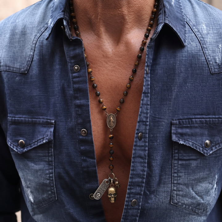 Pulu Skull Necklace on Rosary