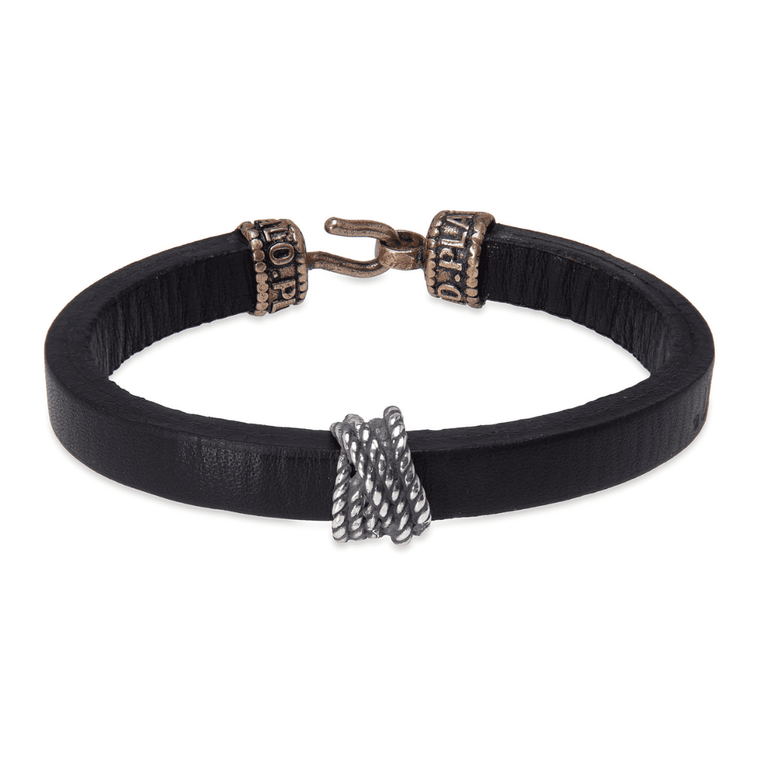 Setsuna Men's Bracelet in Brown Leather and 925 Silver