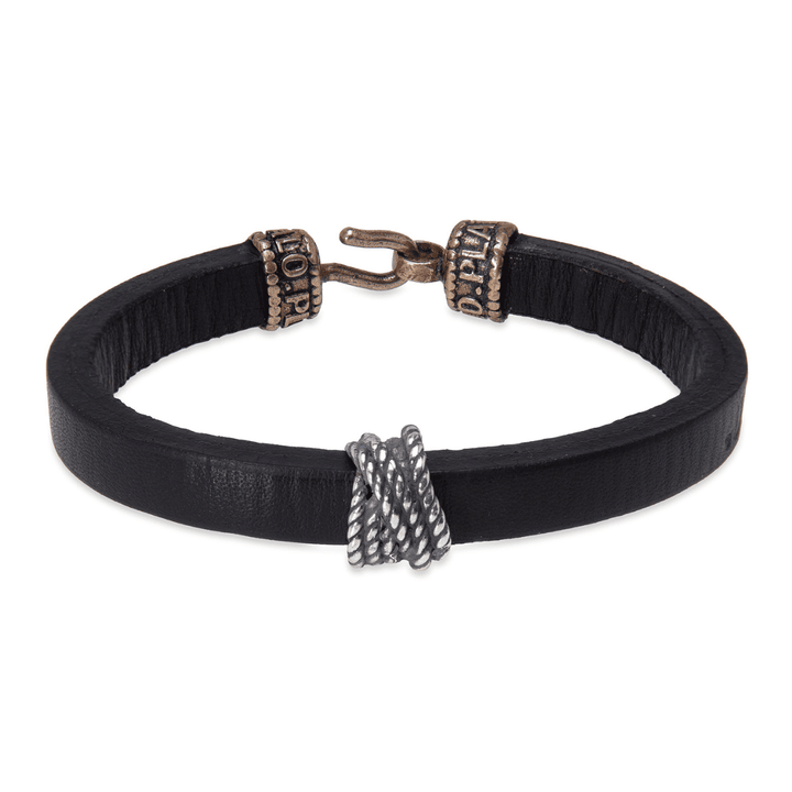 Setsuna Men's Bracelet in Brown Leather and 925 Silver