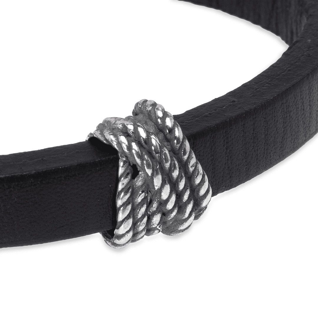 Setsuna Men's Bracelet in Brown Leather and 925 Silver