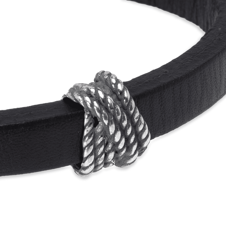 Setsuna Men's Bracelet in Brown Leather and 925 Silver