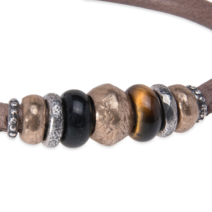 Akatsuki Men's Leather Bracelet with Tiger's Eye