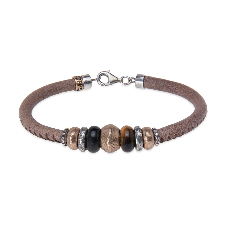 Akatsuki Men's Leather Bracelet with Tiger's Eye