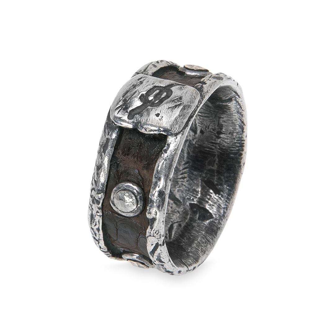 Anillo Hombre Hokai de plata 925 con cuero