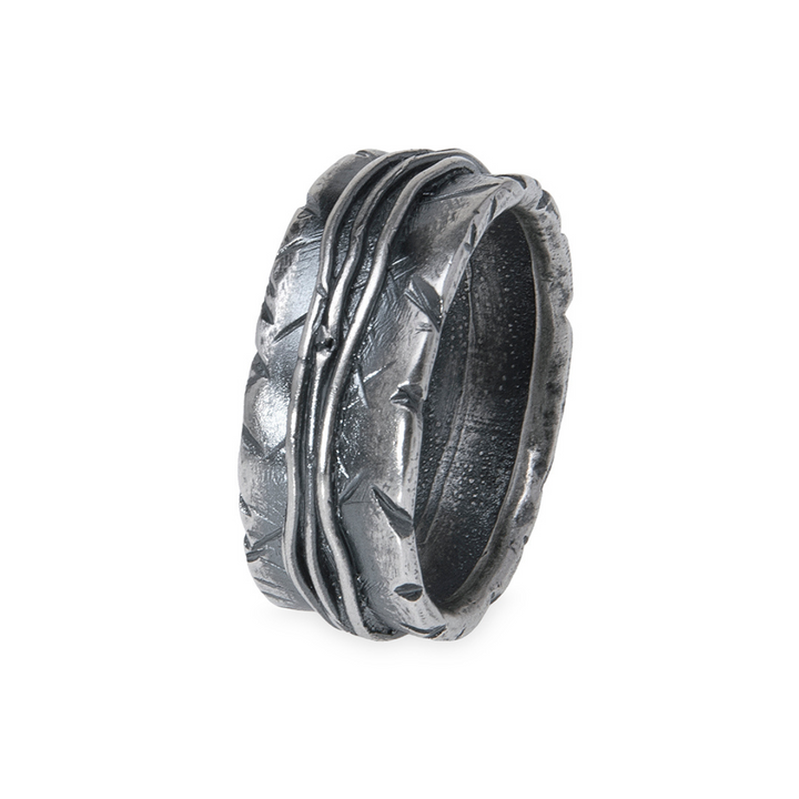 Anillo Hombre Shizen con hilos de plata 925