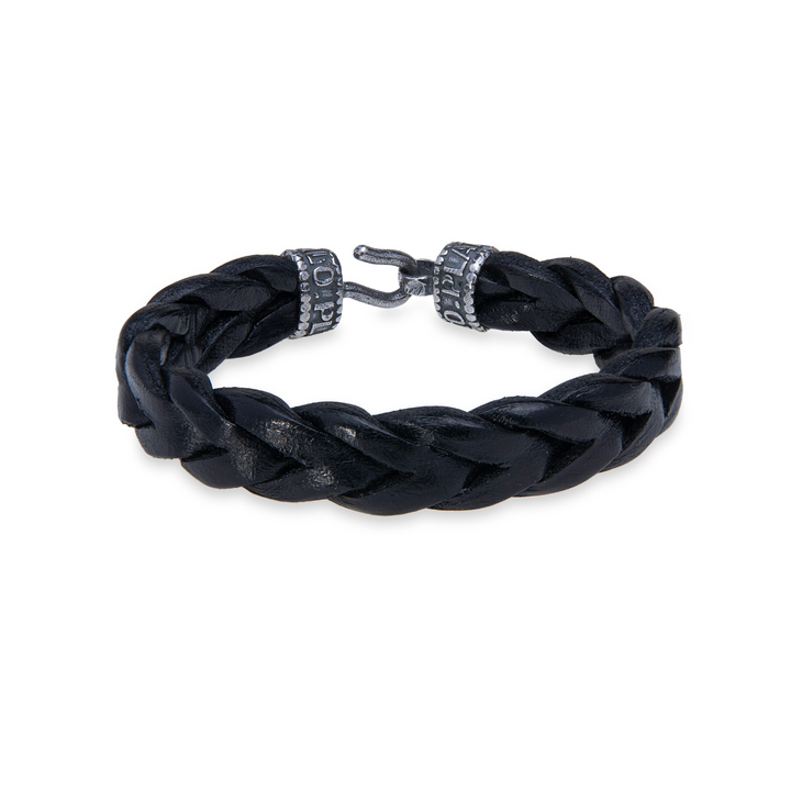 Pulsera Hombre Mavis de cuero negro trenzado