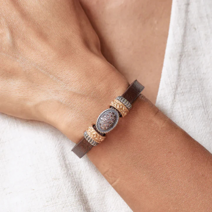 Pulsera Mujer Fiora de cuero y circonitas