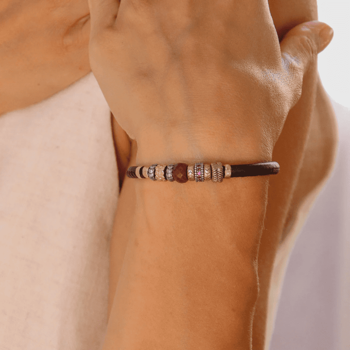 Sven Women's Bracelet in Leather and 925 Silver