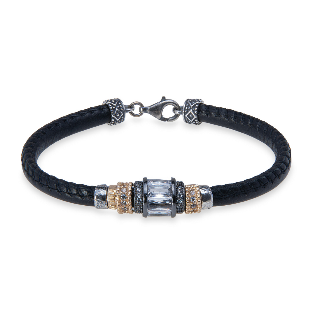 Velora Damenarmband aus Leder und weißen Zirkonia