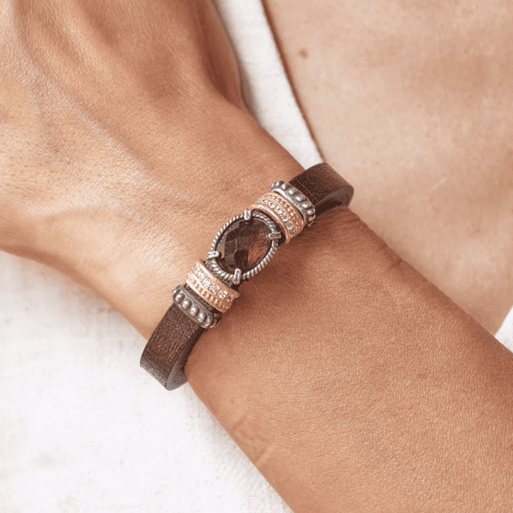 Pulsera Mujer Virelle de cuero y cuarzo