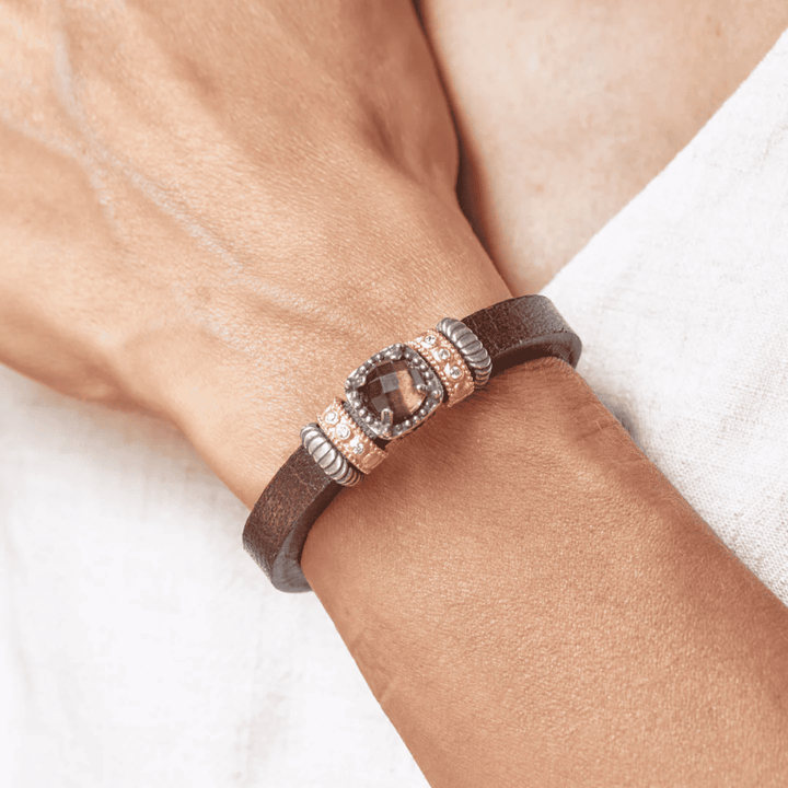 Pulsera Mujer Miret de Cuero y Cuarzo