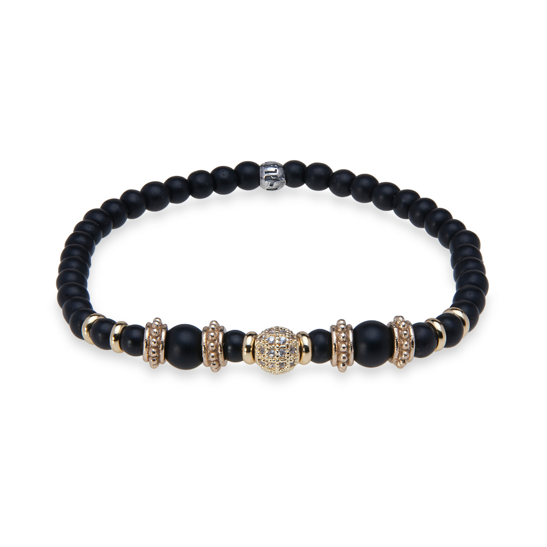 Pulsera Mujer Zaira de bronce, ónix y circonitas